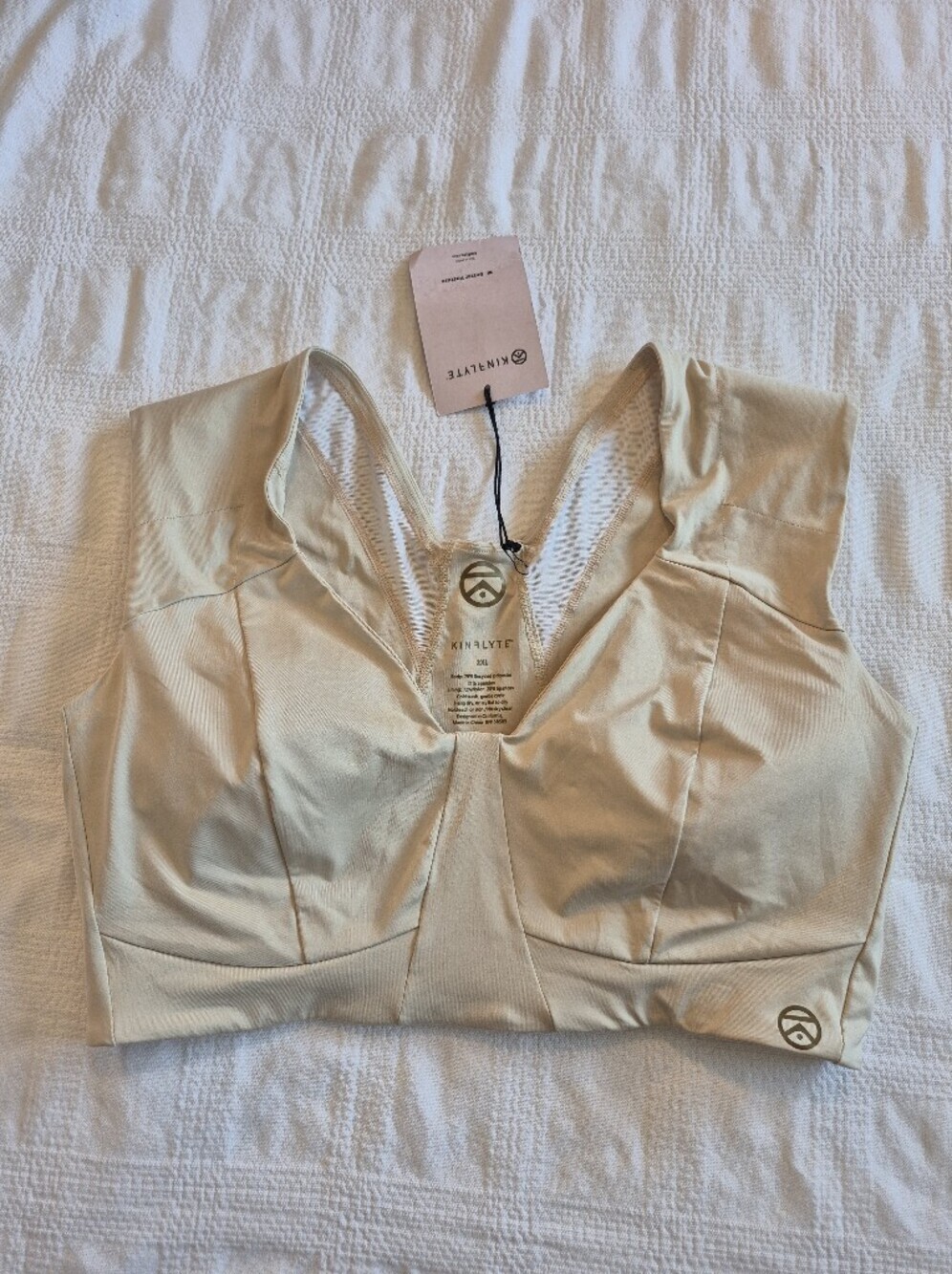 Kinflyte women's 2XL Freedom Bra max support Eco Jersey color Sand Dune NWT